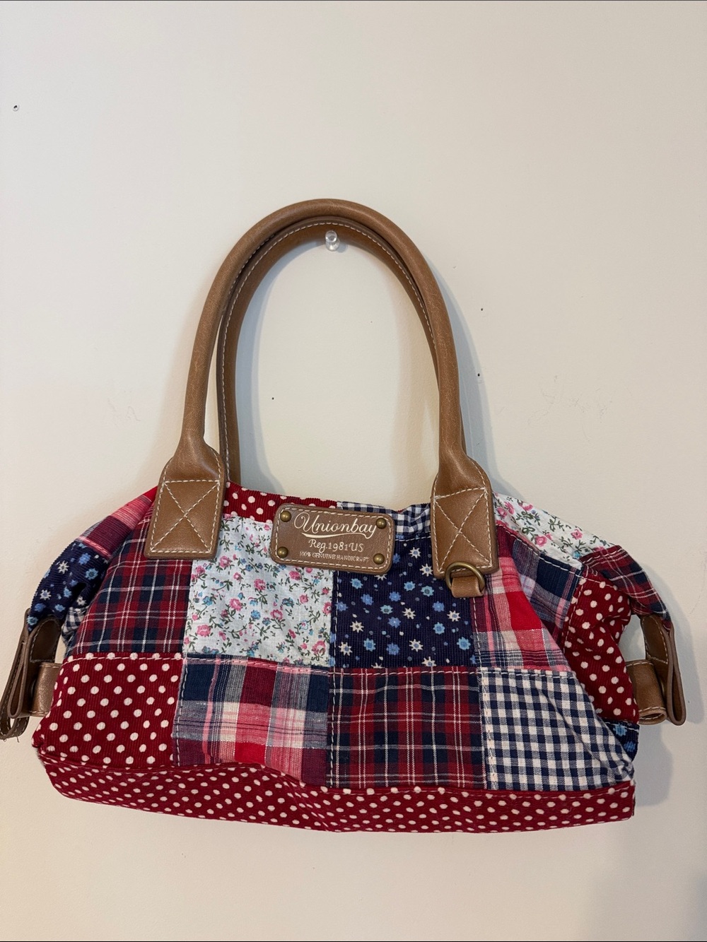 UNIONBAY Patchwork Shoulder Bag in Red, Blue, White and Tan